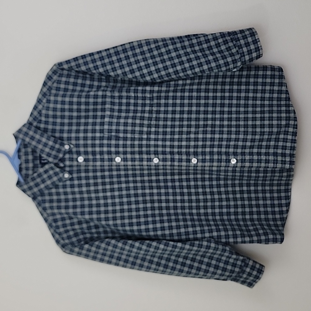Gap Blue & Tan Plaid Button Down Shirt Big Boys L